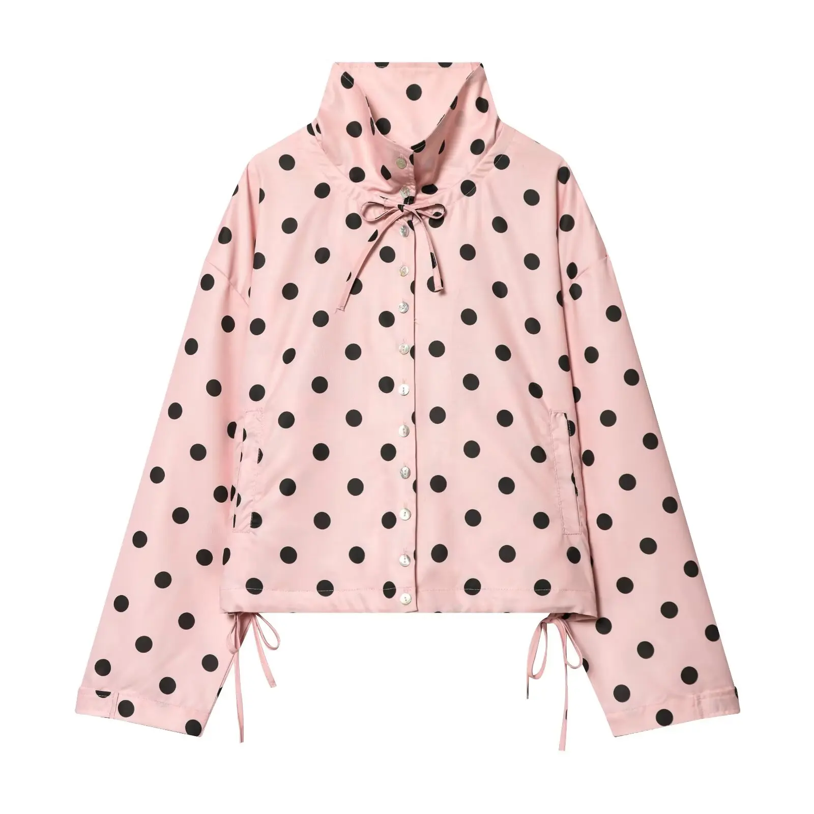 Chaqueta de lunares nueva 2026, estilo elegante y moderno, holgada, corta y fina para primavera y verano