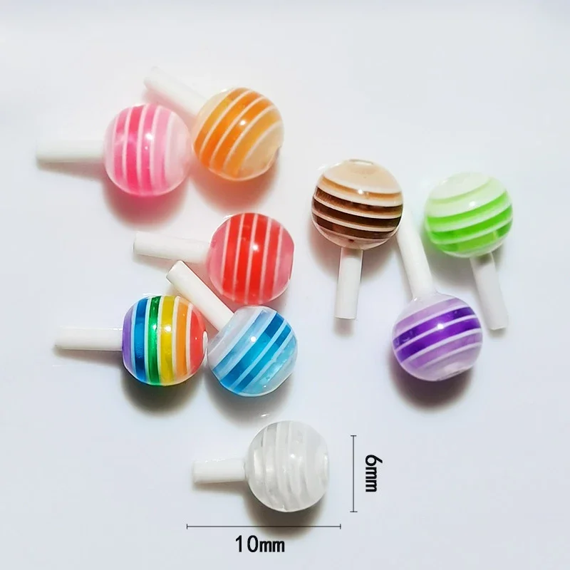 50pcs Lollipop Candy Nail Charms 4-6MM Bonbon Lollipops Rhinestone