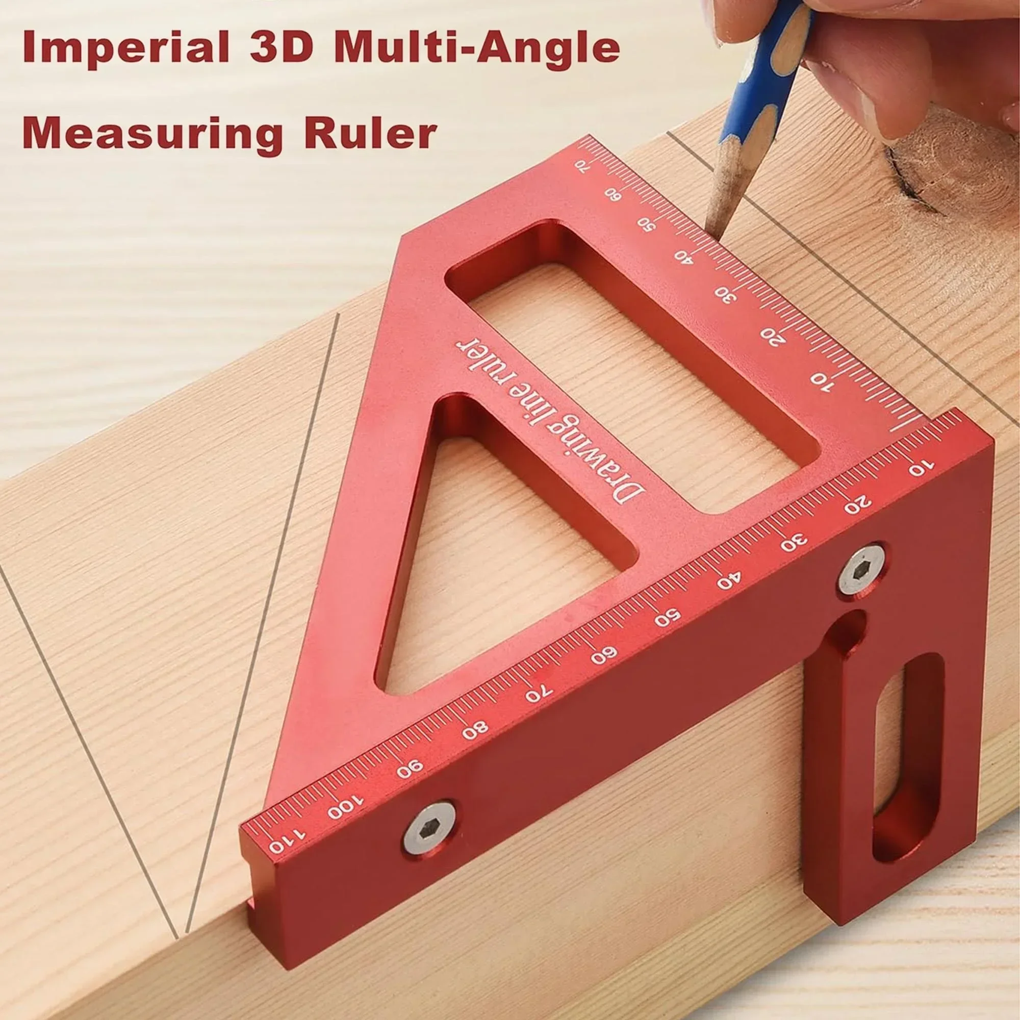 Aluminum Alloy 45-90 Degree Triangle Ruler Multifunctional Woodworking Angle Ruler Drawing Measuring Tool For Carpenter DIY