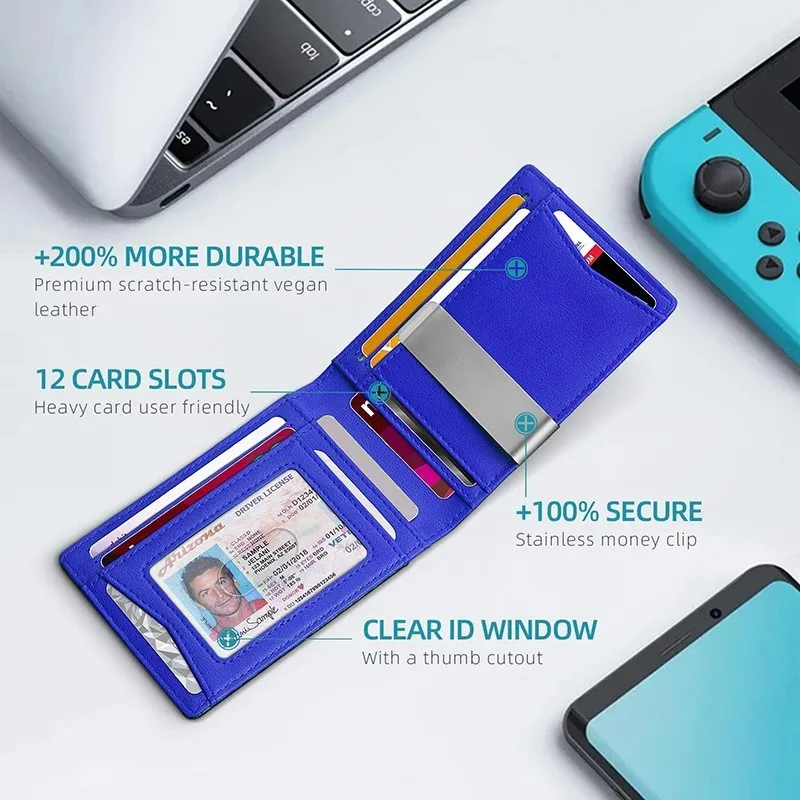 Credit Card Holder ID Card Holder Synthetic Leather Wallet Leather Bill Organizer Men's Wallet with Large Capacity Fashionable Color Blocking Portable Ultra-Thin USD Holder