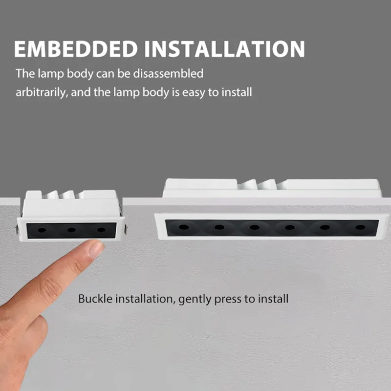 LED COB 선형 스포트라이트 상업용 실내 매입형 알루미늄 6W 12W 디밍 가능 110V 220V 다이 캐스팅 그릴 통(드라이버 포함)