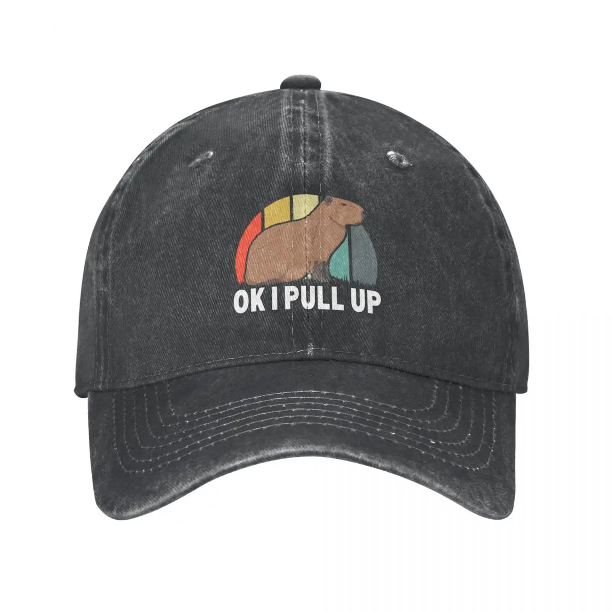 

Ok I Pull Up Capybara Retro Vintage Funny Rodent Animal Cap Cowboy Hat Fishing caps Mountaineering Hat for girls Men's