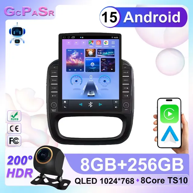 9.7 pouces voiture Android pour Renault Trafic 3 14-21 pour Opel Vivaro B 2 din Carplay GPS Navigation système Intelligent écran tactile 1