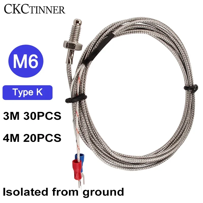 

3m 30pcs 4m 20pcs Thermocouple Thread M6 Screw Isolated from ground