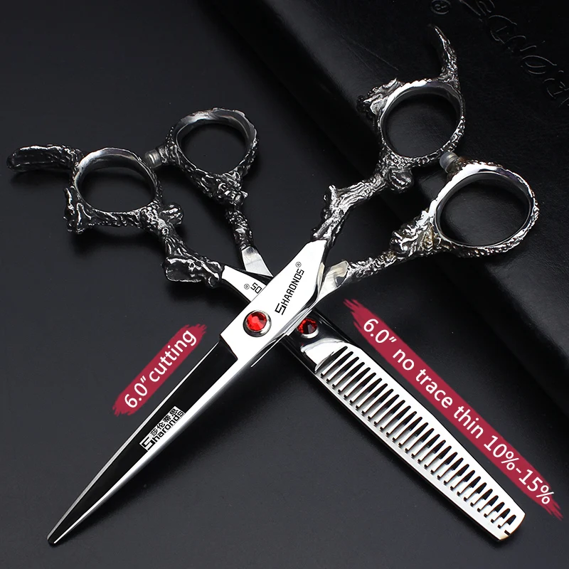 6 Zoll 7 Zoll Friseurscheren Professionelle Japanische 440C Stahl Haarschneidescheren Rein Schwarze Haarausdünnungs- und Schneidewerkzeuge – Detail 21