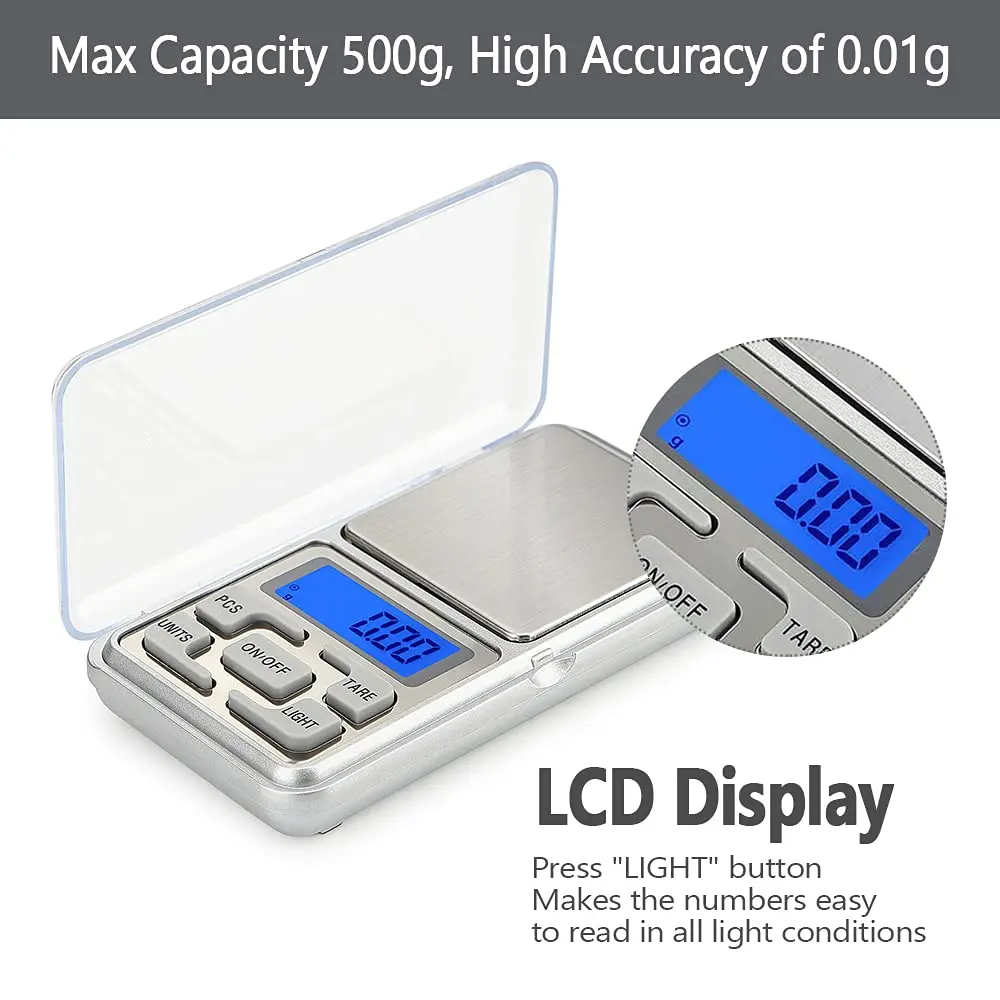 Mini Scale 500g/300g/200g/100g X 0.01g /0.1g Accuracy Electronic Digital Precision thumbnail 2