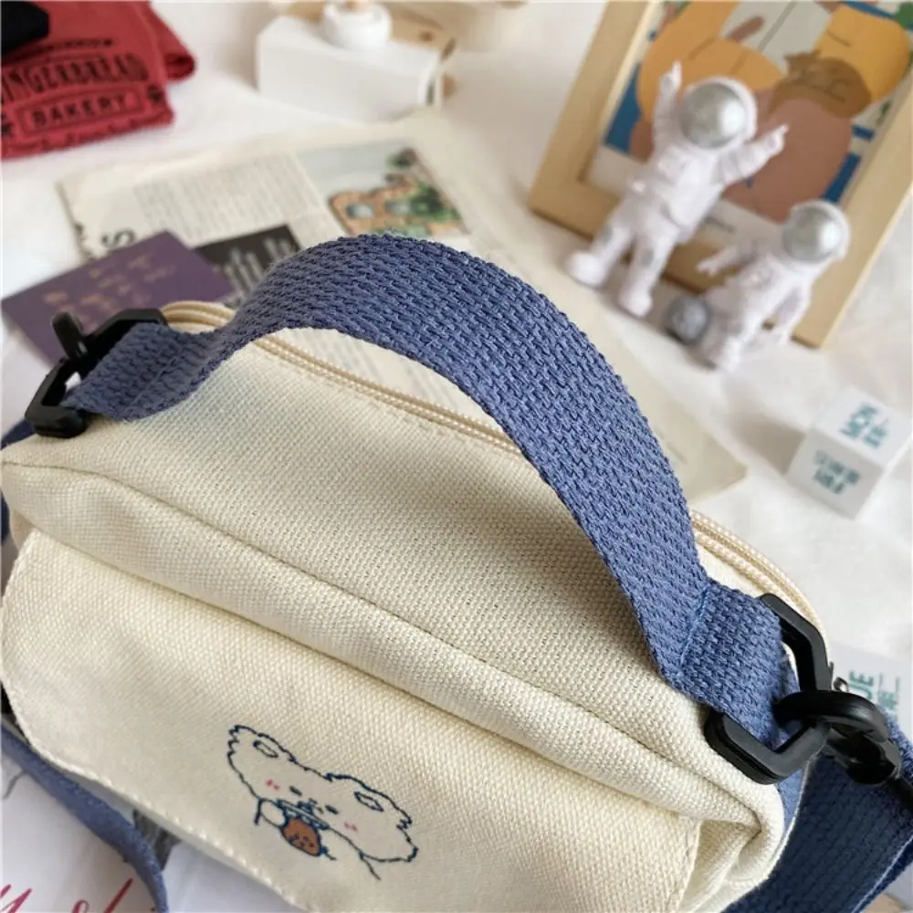 Leinwand Umhängetasche Niedliche Cartoon Bär Handtasche Große Kapazität Einkaufstasche Harajuku Stil Unterarm Tasche für Frauen Mädchen – Detail 5