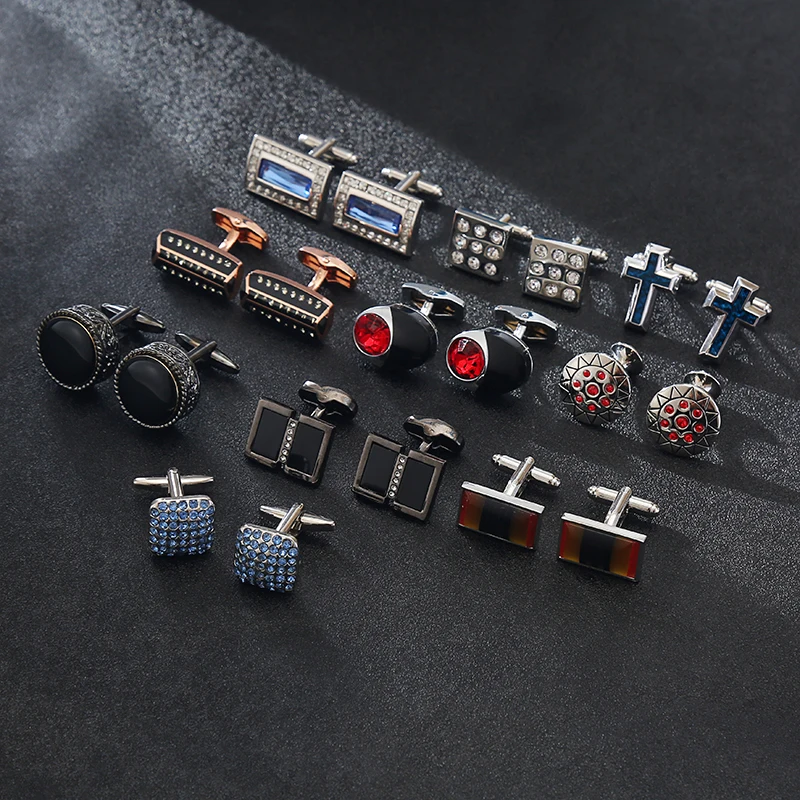 

Высококлассная Мужская рубашка, комплект запонок, квадратный инкрустированный цирконием, французский стиль