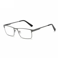 Lunettes de myopie à grande monture carrée en métal pour hommes, jambe de printemps, pour personnes âgées, vue de près, blocage de la lumière bleue, Protection des yeux 4