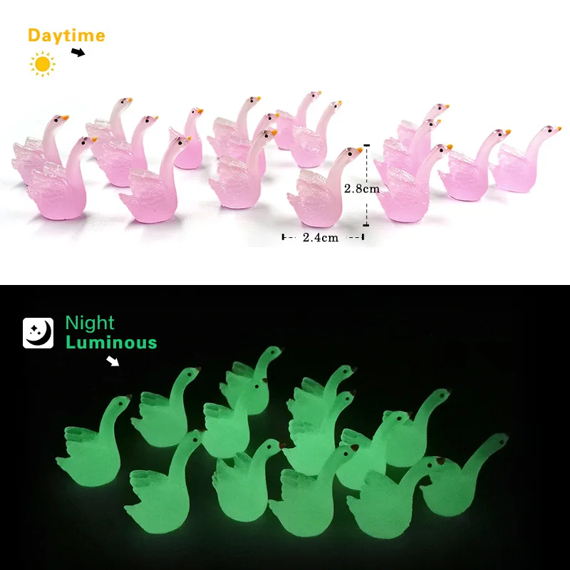 New Luminous Swan Goose DIY Home Decor Miniature Fairy Garden Decoration Accessories Glowing Figurine Animal Model Desk Figure miniature figurines,miniature ornament