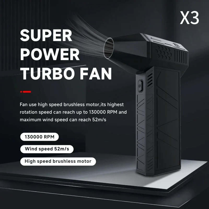 미니 터보 제트 선풍기 전기 공기 먼지털이, 3 기어 조절 가능, 130000RPM 풍속 52 m/s, 자동차 컴퓨터 청소 송풍기 도구