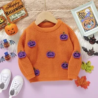MISOWMNJOY Newborn Baby Girls Boys Winter Sweater Halloween Long Sleeve Crew Neck Pumpkin Warm Pullover Tops Kids Jumper Clothes 4