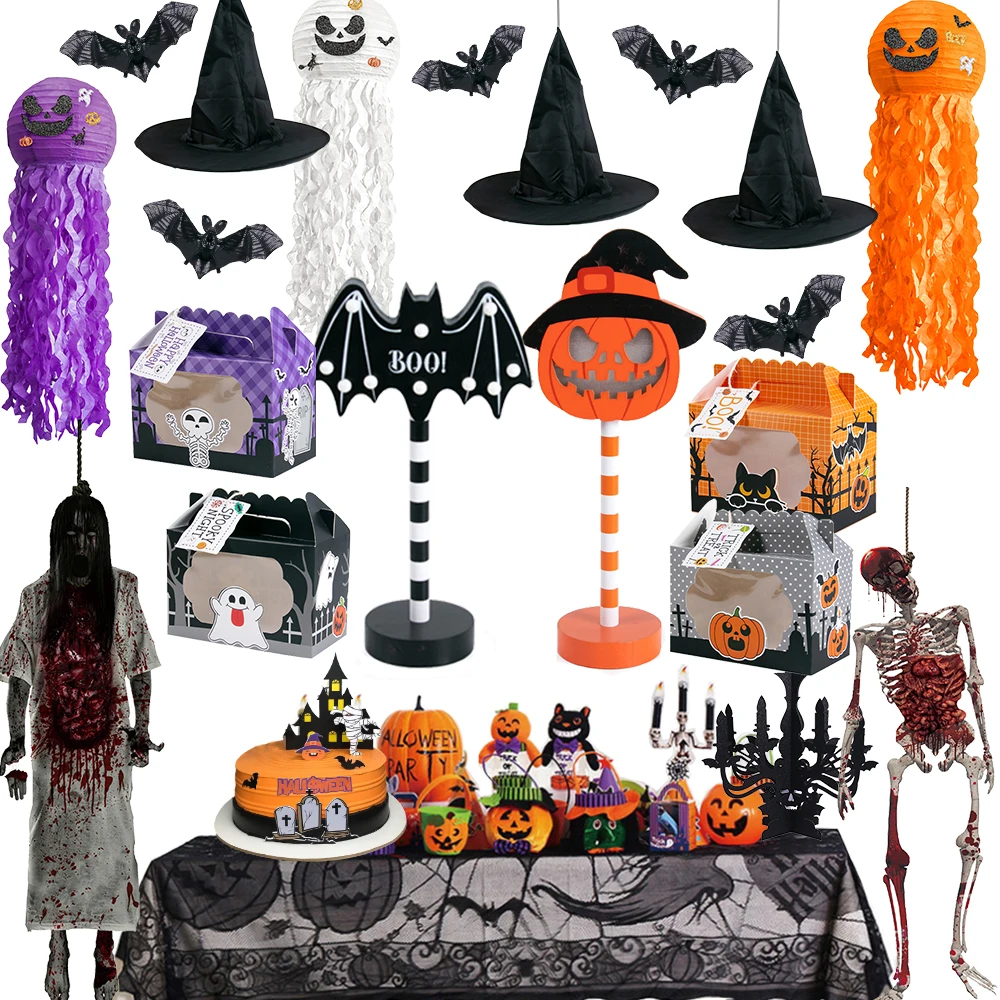 Ensemble de Salle Halloween Citrouilles Cheminée Lanterne Fenêtre BRP8-362 main image 0