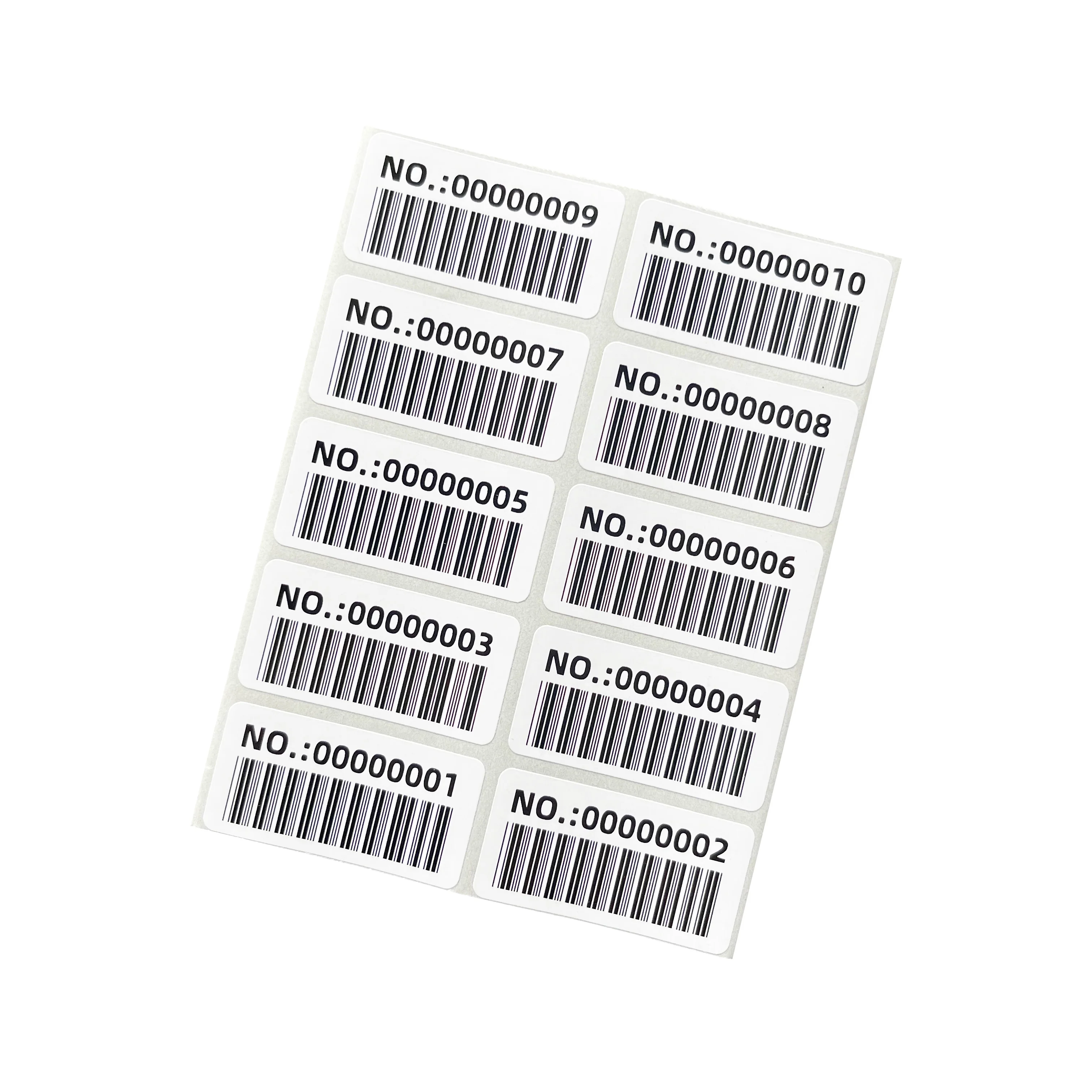 40X20mm continuously numbered label sticker 600dpi HD Pre-printed barcode serial number can be customized 500PCS