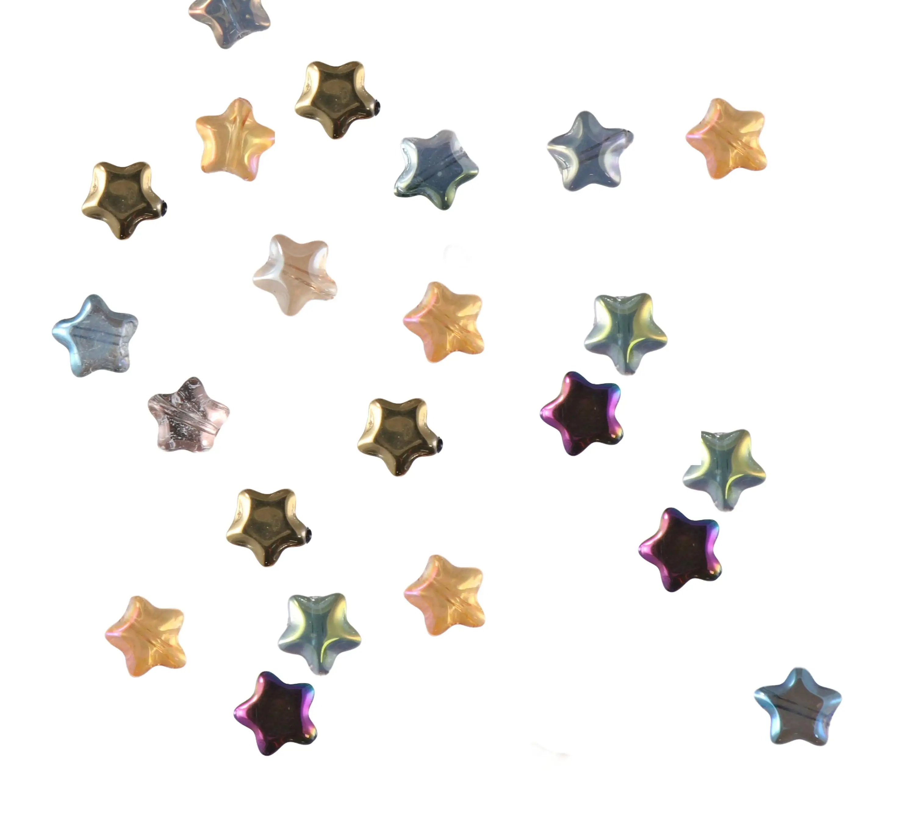 

200Pcs DIY Necklace Bracelet Earrings Colorful 8mm Star Shape Star Beads Glass Bead Spacer Beads