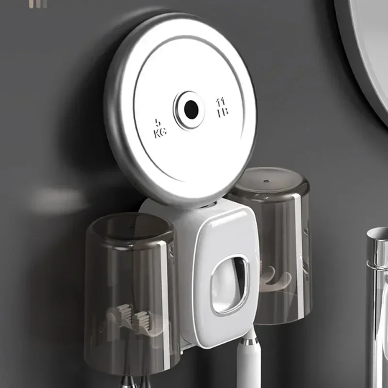 Portaspazzolino da parete con doppio distributore automatico di dentifricio, con 4 scomparti per spazzolini, 2 bicchieri magnetici, avorio | Leroy Merlin
