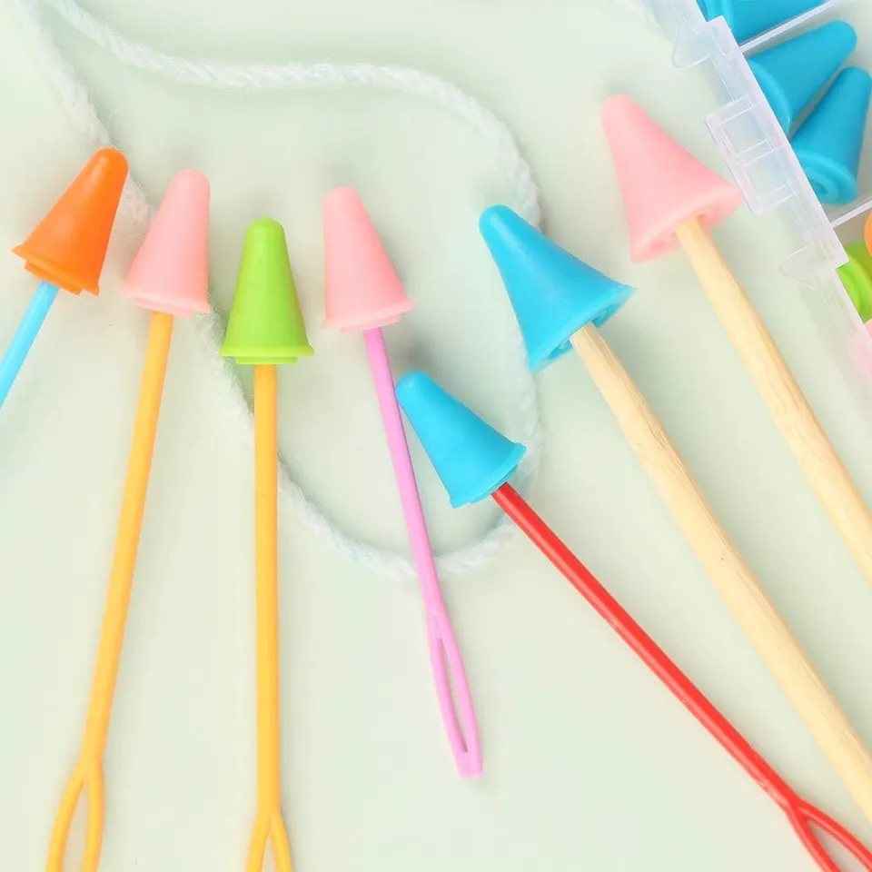 12 Tappi Per Ferri Da Maglia Luminosi - Proteggi Punti In Silicone, Per Ferri Da 2,5 Mm A 8 Mm, Colorati