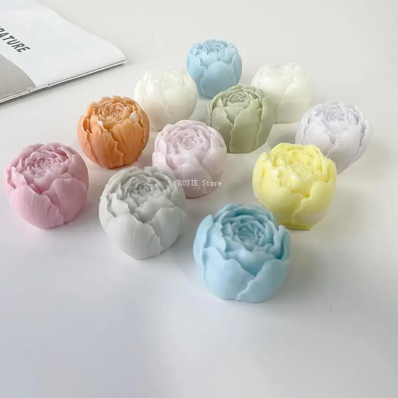 3D Peony Flower Silicone Mold Aromatherapy Candle Mold Rose Cake Decoration Mold Mousse Chocolate Mold Diy Candle Making Tool