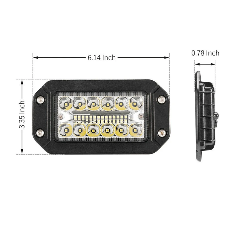 플러시 마운트 작업 조명, 슈퍼 브라이트 스포트라이트, 자동차 헤드라이트, 26 LED, 12V, 6 인치, 4 개