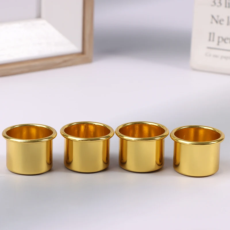 10Pcs Mini Round Candle Cup Gold DIY Candlestick Making Tray Holder Container Accessory Aluminium Home Party Decor Parts