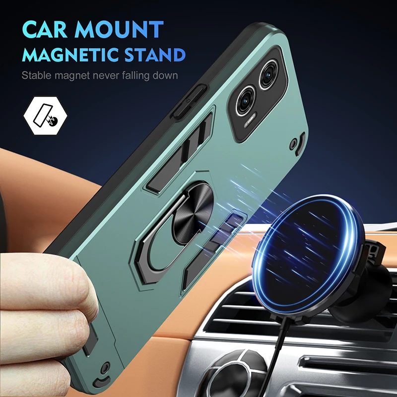 Enhanced Protective Armor Case with Ring Stand and Camera Lens Guard