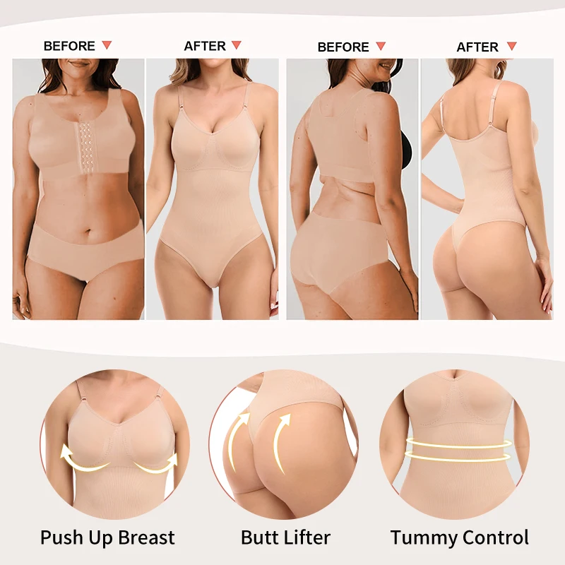 Burvogue Women Sexy Seamless Body Shaper Butt Lifter Tummy Control