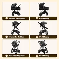 Poussette bébé 3 en 1 landau Portable luxueux voyage landau haute paysage nouveau-né bébé poussette avec porte-bébé PU 6