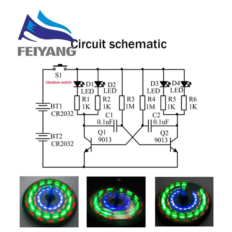 Diy Elektronisches Kit LED Gyro DIY Schweißset Rotierende Laterne Inline-Komponenten Diy Elektronisches Sodierprojekt (ohne Batterie) – Detail 4
