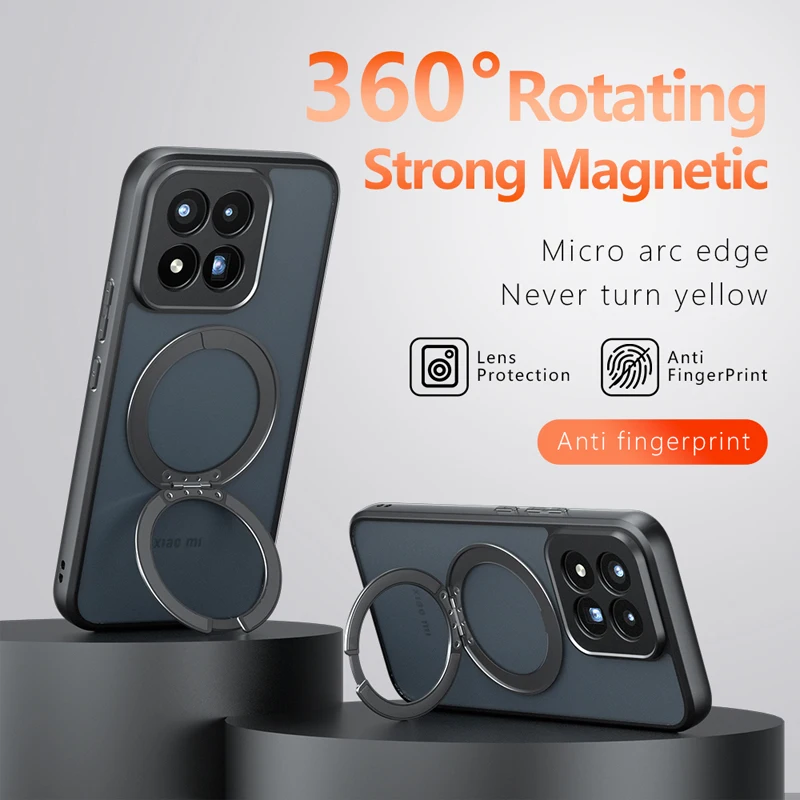 Enhanced Magnetic Shockproof Matte Phone Case with Rotating Ring Bracket – ELVEV Design