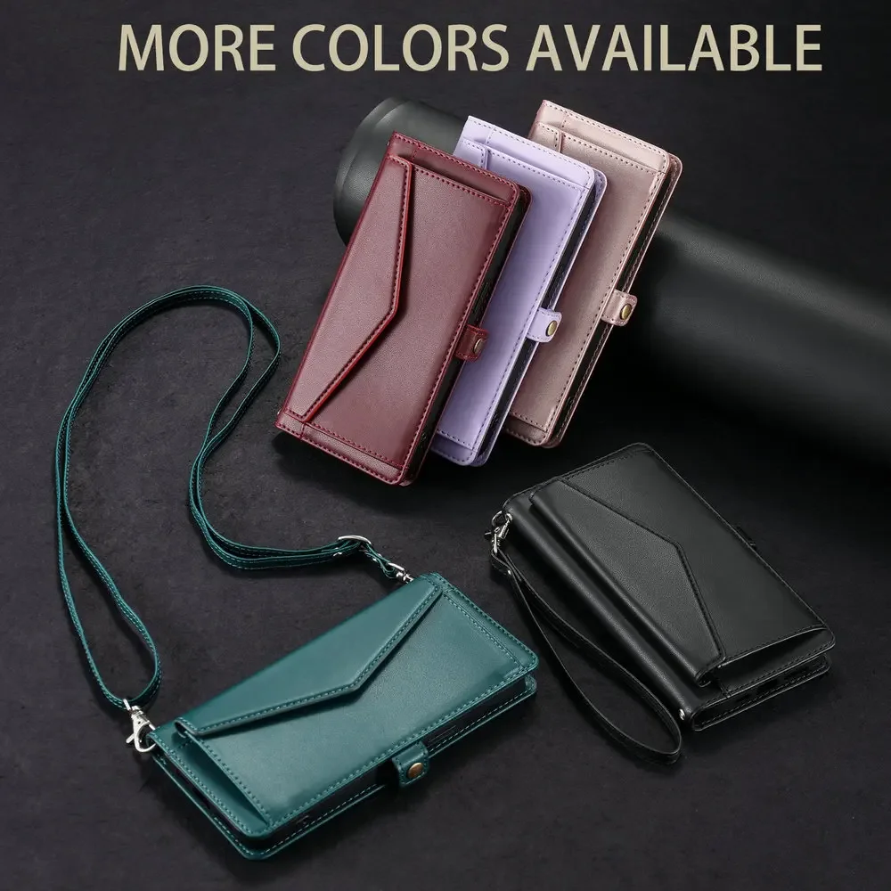 Luxury Crossbody Leather Wallet Case - Premium Phone Cover with Book Style Design