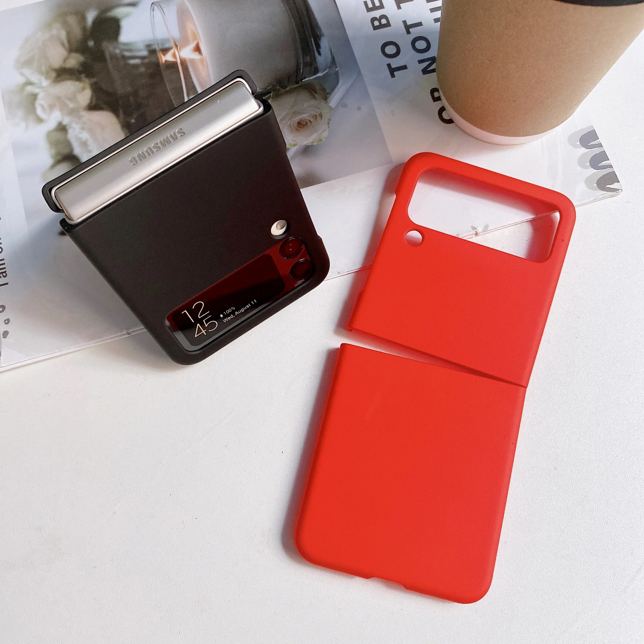 Minimalist Solid Color Protective Phone Case, Foldable Design