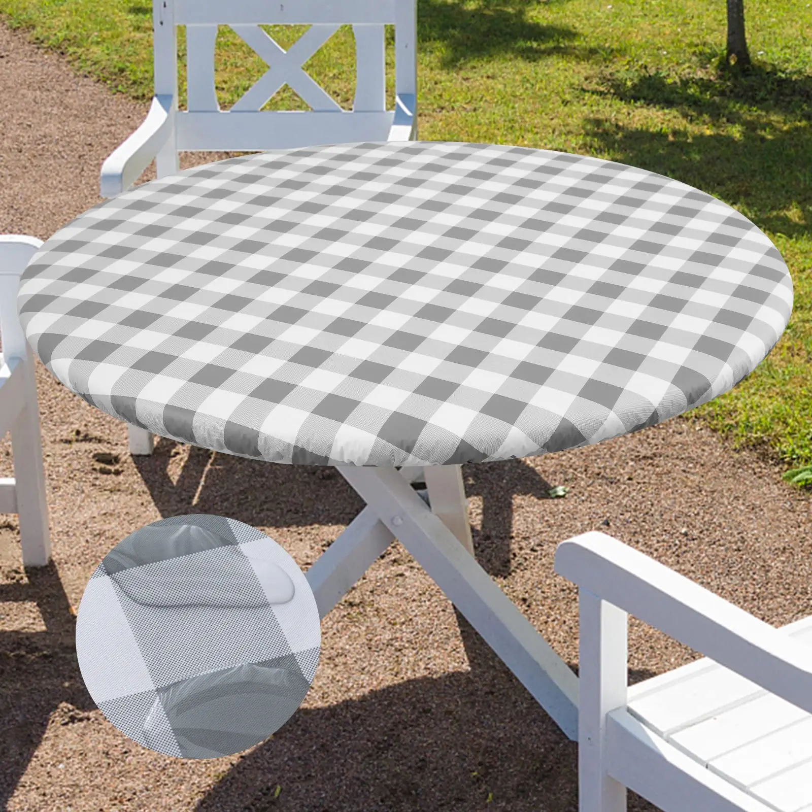 SUQ I OME Patio Outdoor Tablecloth With Umbrella Hole And Zipper