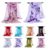 8 Colors Women's Long Chiffon Scarf Butterfly Flower Print Soft Wrap Shawl Silk Ladies 2