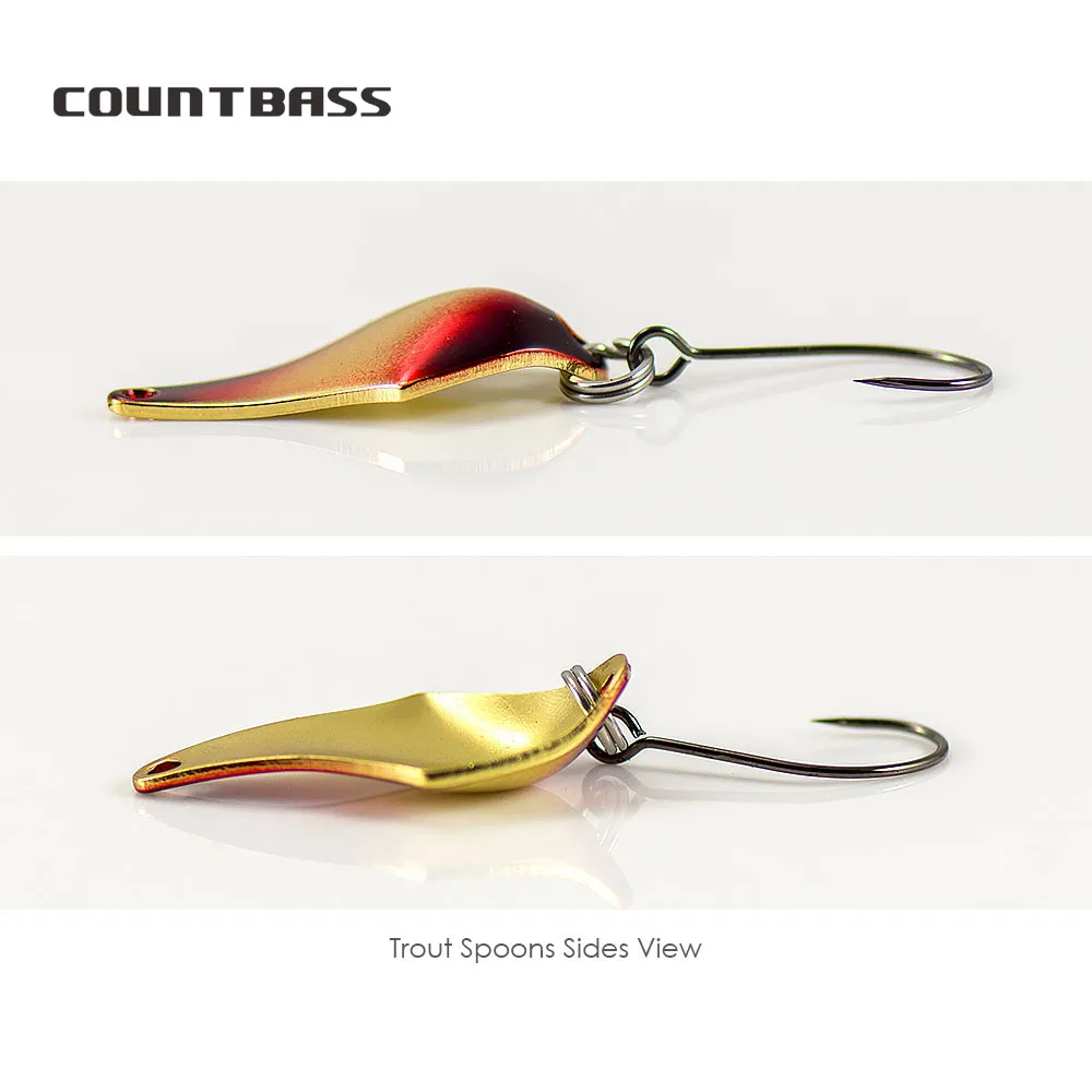 COUNTBASS 5/64oz 2g Casting Spoon With Barbless Hook Salmon Trout Pike Bass  Metal Brass Fishing Lures