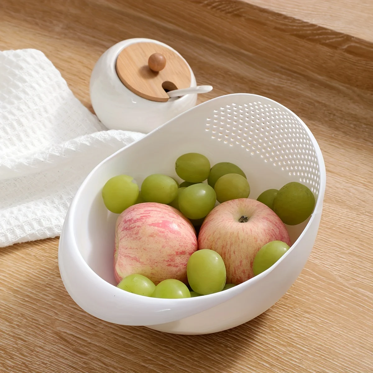 Plastic Colander Rice Sieve Kitchen Drain Basket With Handles