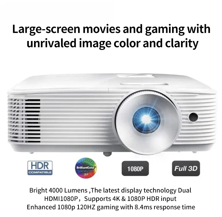 ZJZ 옵토마 HD28HDR 2025 신형 4K 레이저 홈 프로젝터 4000 루멘 고휘도 DLP 디스플레이 휴대용 고급 레이저 프로젝터