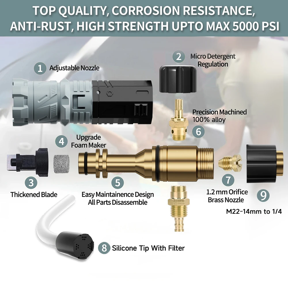 Pressure Washer  Snow Foam Lance Foam Nozzle Car Wash Foam Maker for parkside Karcher Elitech Bort AR Bosch Pressure Washer 2