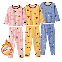 2 pièces hiver plus velours enfants mignon motif imprimé pantalon à manches longues pour garçons et filles Joker pyjamas service à domicile s 2