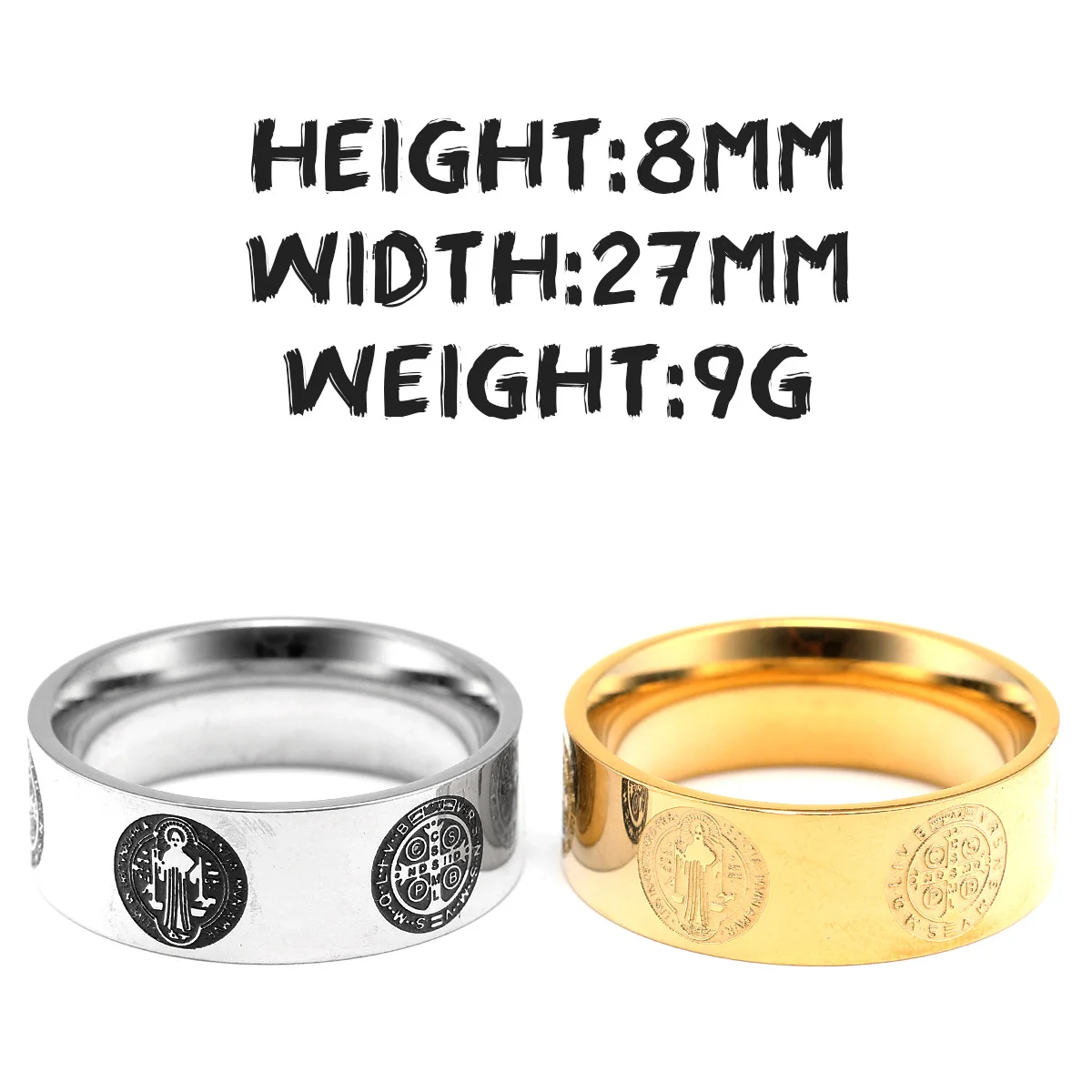 Saint Benedict Exorcism Ring Cross Amulet 316L Stainless Steel Mens Rings Rock for Male Friend Jewelry Creative Gift Wholesale 5