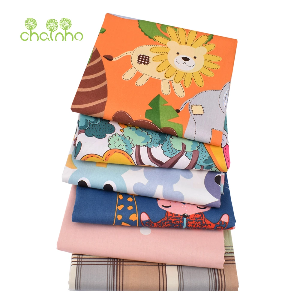 Chainho,Printed Twill Weave Cotton Fabric,DIY Sewing Quilting Material,Patchwork Cloth,Cartoon Series,2 Specification,15C325