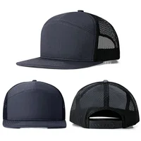Custom Logo 7 Panel Trucker Hat Unisex Flat Brim Patchwork Mesh Baseball Caps Mens Hip Hop Sport Hats Visor Hat casquette gorros 2