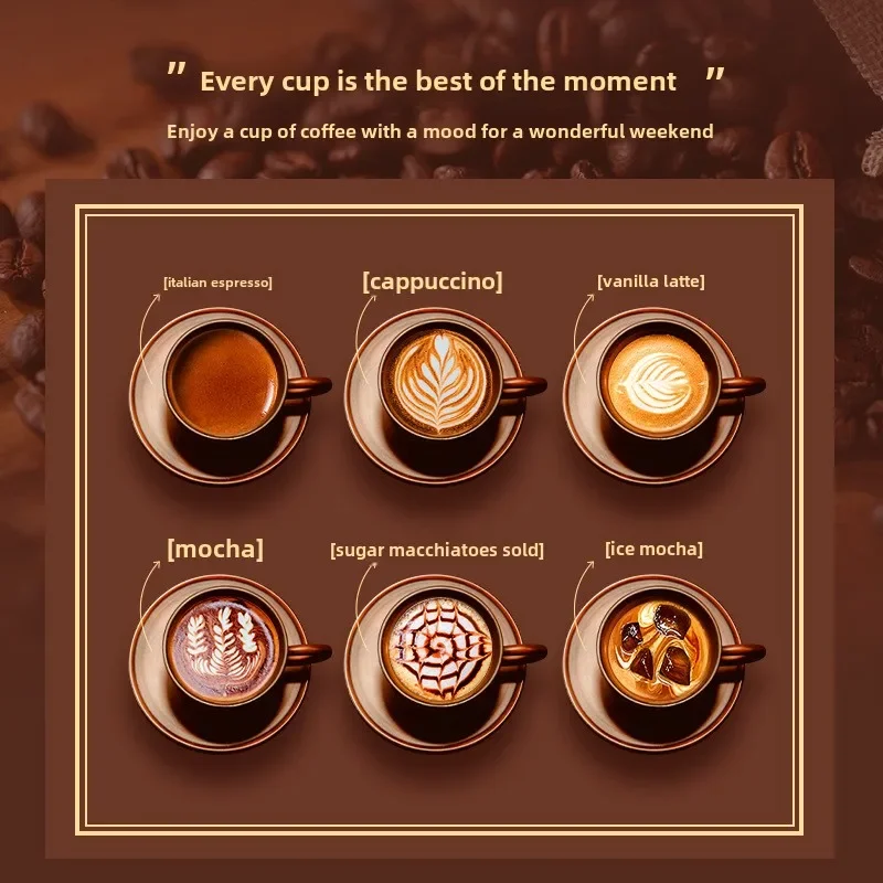 Home Office Small Italian Coffee Machine Automatic Pump Pressure Steam Milk Foam Machine Integrated Coffee Pot 20bar