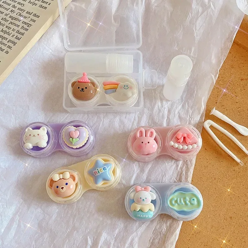 

Цельнокроеные контактные линзы ленивого человека ~ ins, фотолинзы без поворотной крышки, мультяшный милый Радужный медведь, жемчуг, кролик, контактные линзы