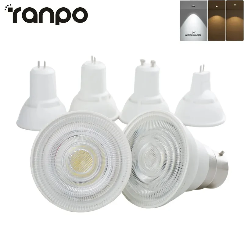 가정용 LED COBD 스포트라이트, 조광 가능, 36 도 조명, AC 220V, 차가운 따뜻한 흰색, 7 W, GU10, GU5.3, E27, B22, MR16