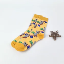 Cartoon Koala Mid - Calf Women's Socks - Stylish & Comfortable for All Seasons (Koala Flag)