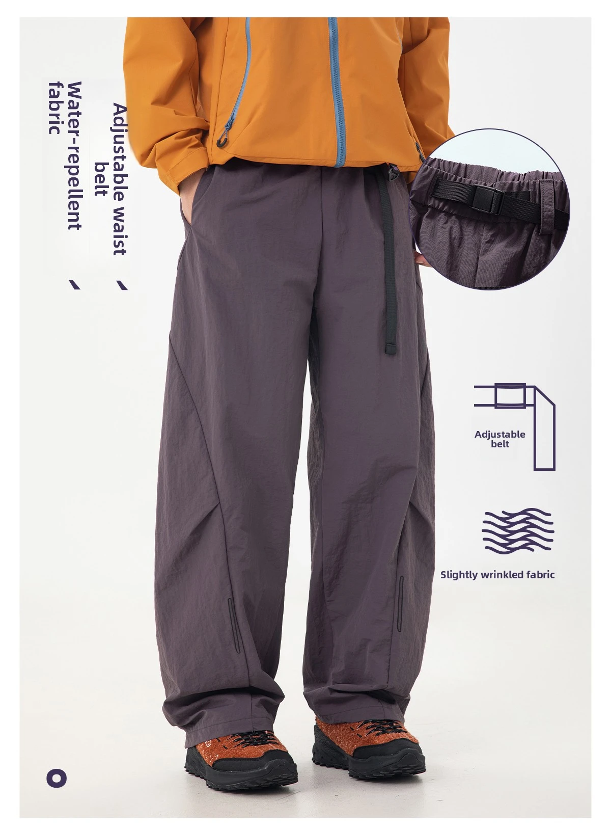 Technische Cargohose für Herren 2026, wasserabweisende Arbeitskleidung, J-Cut-Fallschirm-Design, plissierte Panel-Aktivhose, lockere Passform – Detail 1