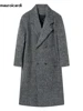 Mauroicardi Autumn Winter Long Gray Oversized Thickened Warm Soft Wool & Blends Coat Men Double Breasted Korean Fashion 2023 3