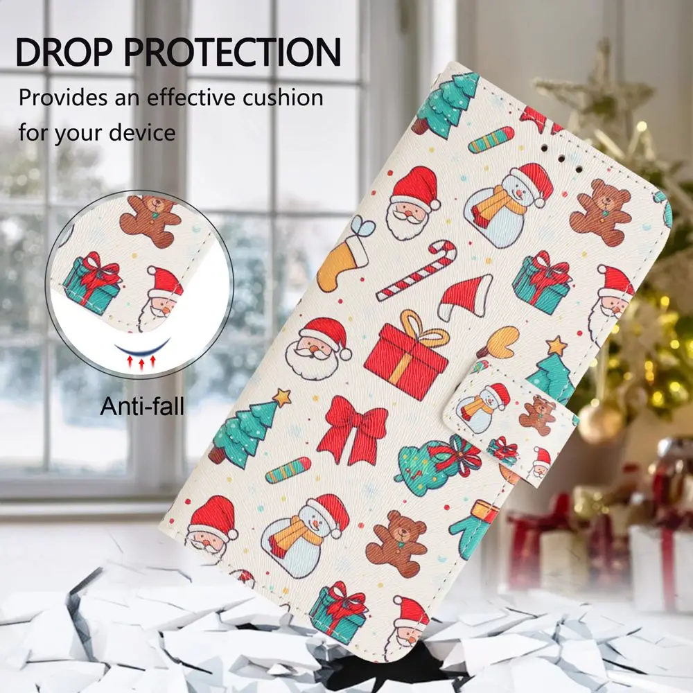 Elegant Christmas Flip Leather Phone Case – Festive Protection with Sleek Design