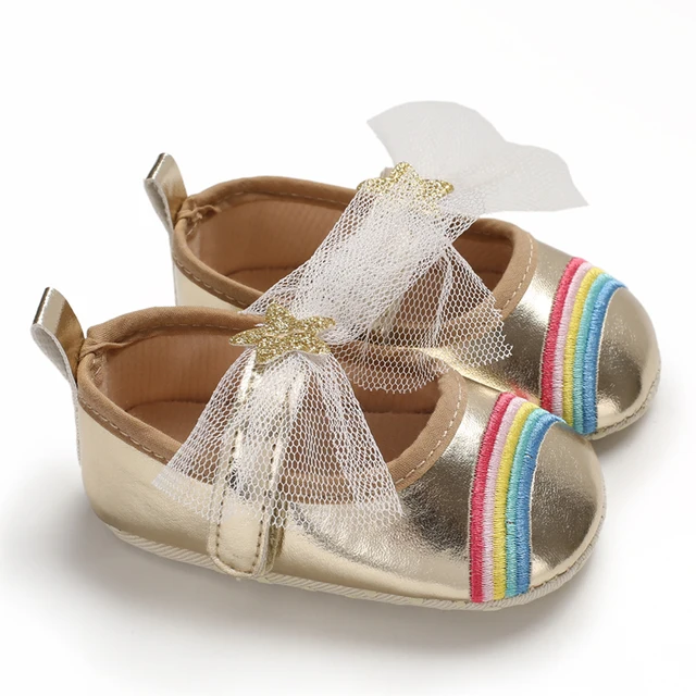 Baby Walking Shoes Golden Baby First Walkers Shoes Gold Princess Shoes Comfortable Soft Soled Non Slip Walking Shoes Pre-Walkers C-549 golden