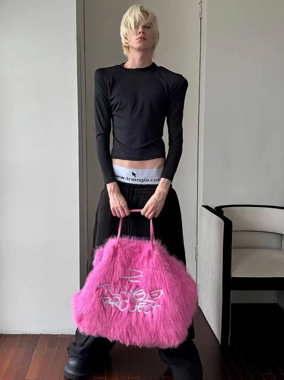 JIAERDI Plush Embroidered Pink Handbag Y2k Hot Girls Fur Chic Large Capacity Tote Bag Women Fairycore Aesthetic Shoulder Bags